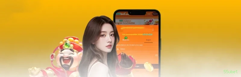 Imagem promocional do cassino online da 55ubet mostrando jogos ao vivo
